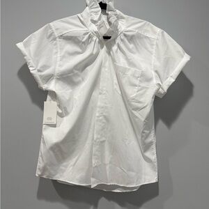 KMJ Quarantini White Short Sleeve Shirt with ruffles